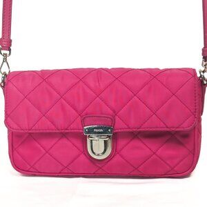PRADA Tessuto Impunto Crossbody Shoulder Bag - Ibisco Pink